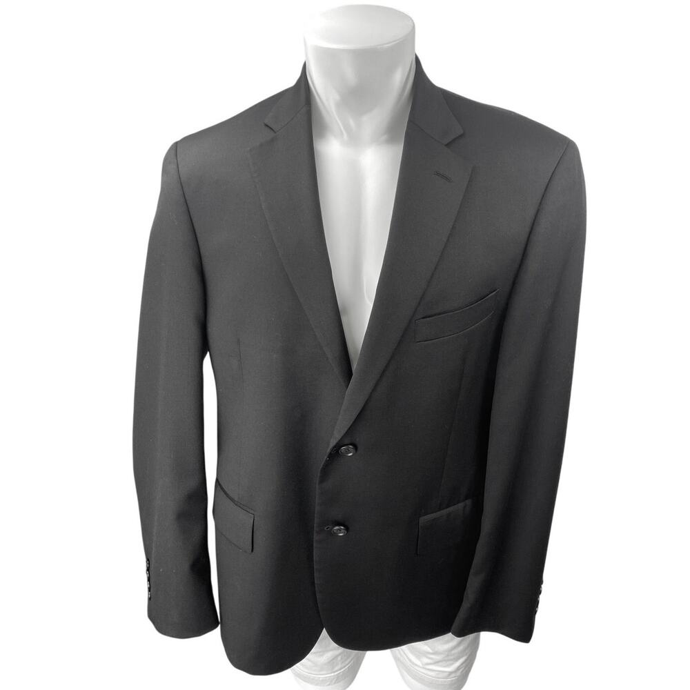 Nordstorm 100% Wool Men's Black Long Sleeve Button Blazer Sports Coat Jacket 44R